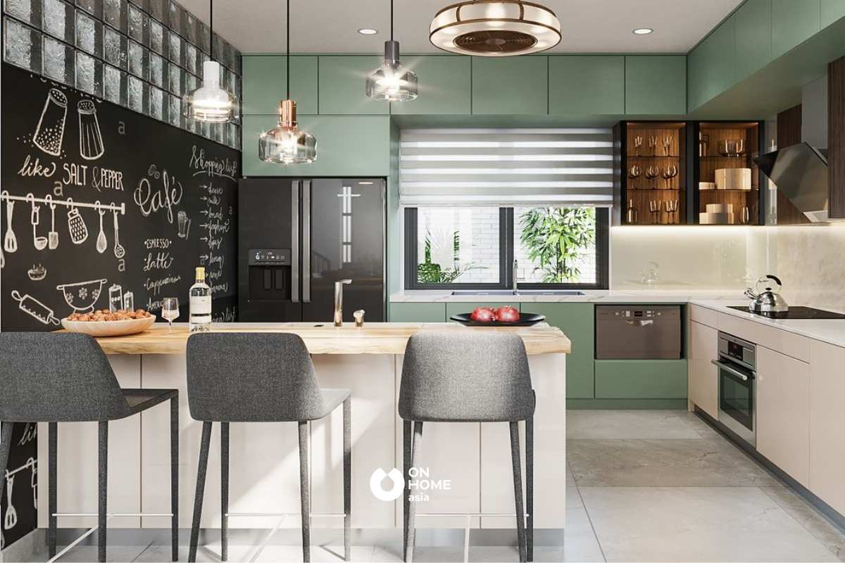 Thiết kế tủ bếp chữ L giúp nhà bếp trở nên sinh động hơn