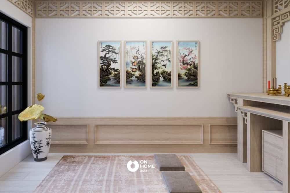 thiết kế phòng thờ nhà 1 trệt 1 lầu