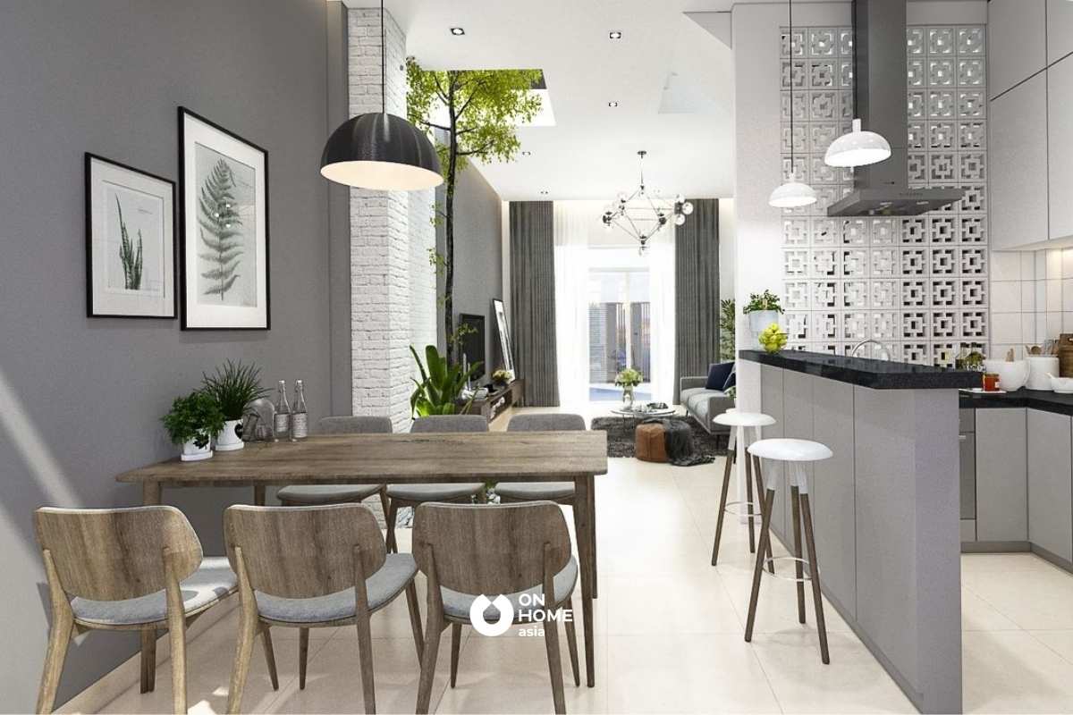 Tổng thể thiết kế nội thất bên trong nhà phố 1 trệt 1 lầu
