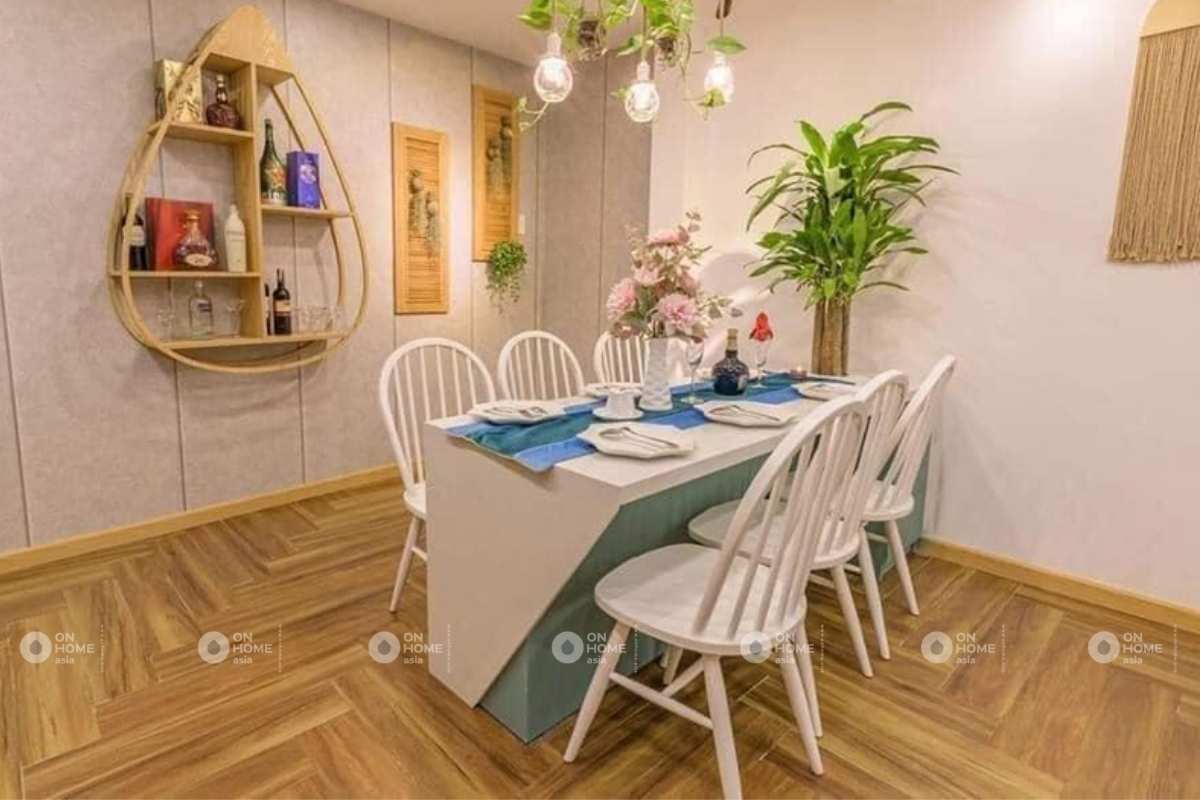 Nội thất bàn ăn đơn giản và thanh lịch với sắc xanh&nbsp;