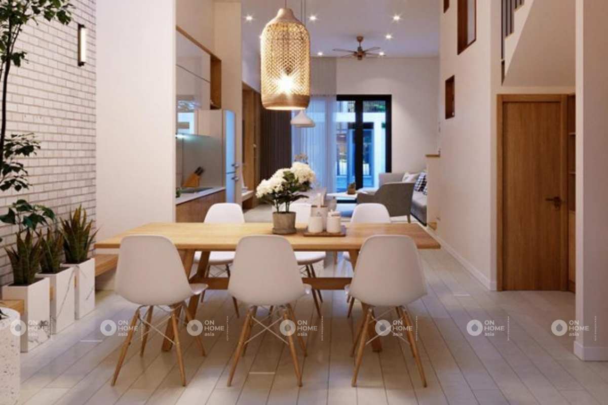 thiết kế nội thất nhà phố 50m2 với phòng bếp đẹp