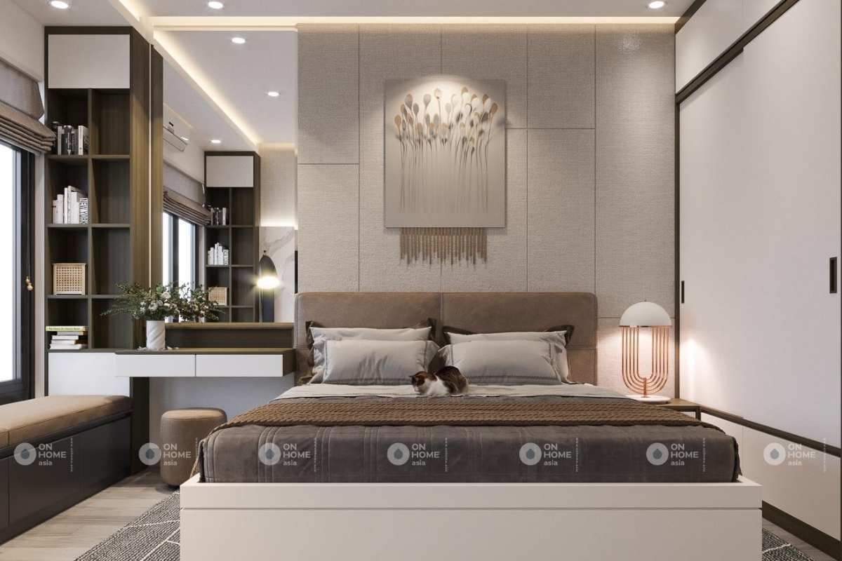 Thiết kế nội thất phòng ngủ nhà phố 50m2 hiện đại
