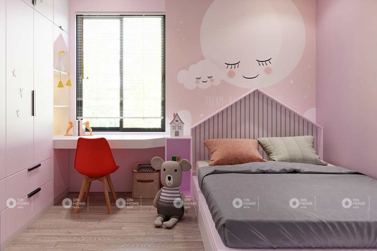 Thiết kế phòng ngủ bé gái nhà phố 5x20m dễ thương