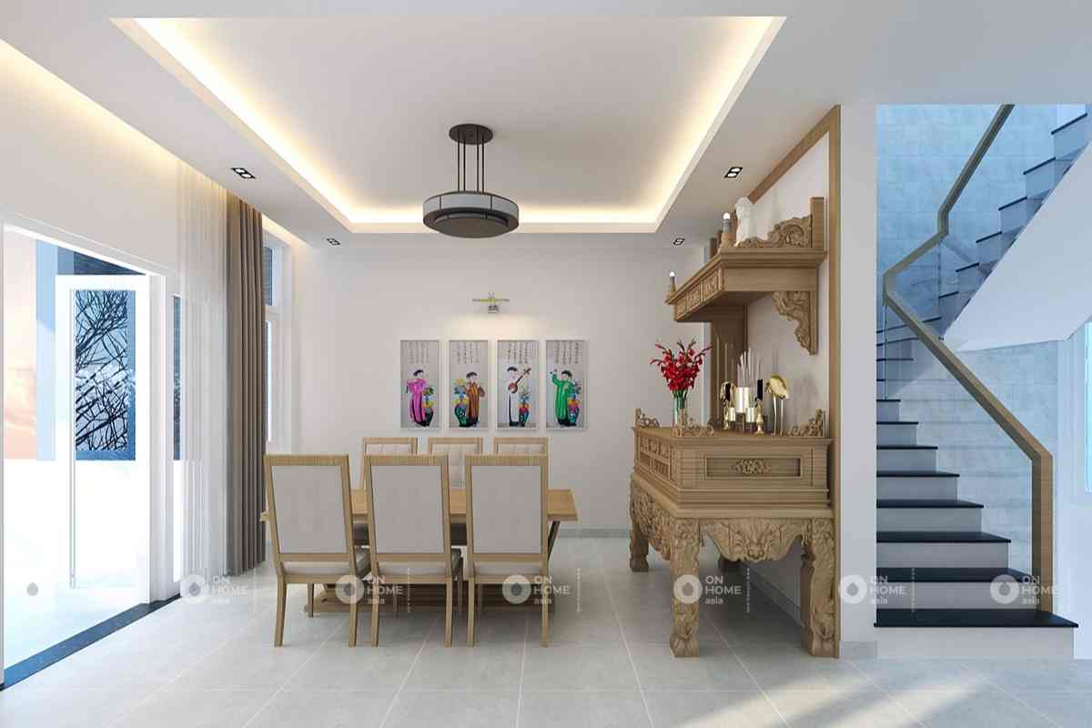 Thiết kế nội thất phòng thờ nhà phố 90m2
