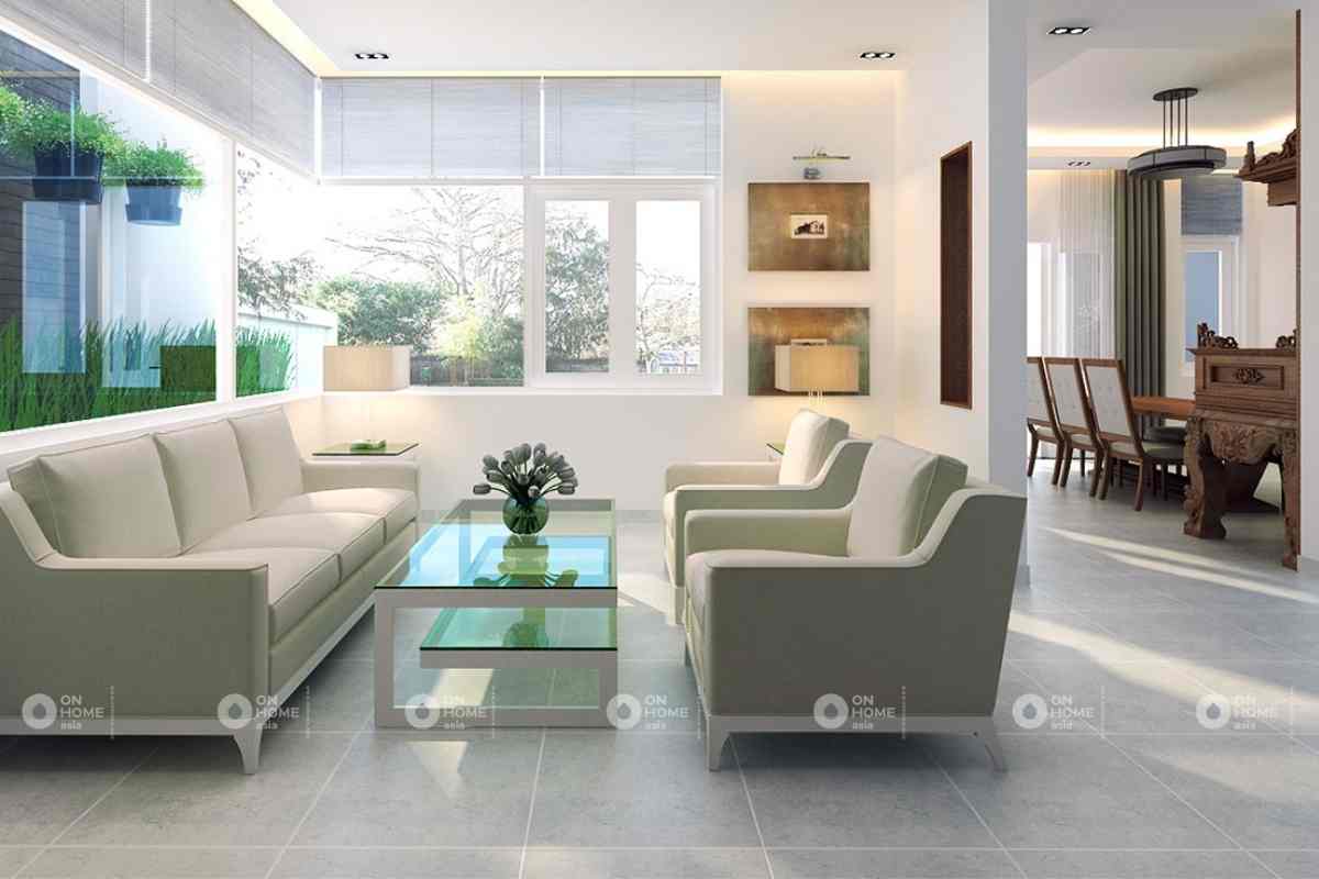 Nội thất phòng khách phụ của mẫu thiết kế nội thất nhà phố 90m2
