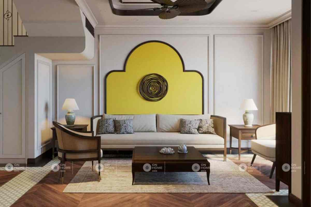 Thiết kế nội thất nhà phố 90m2 phong cách Indochine