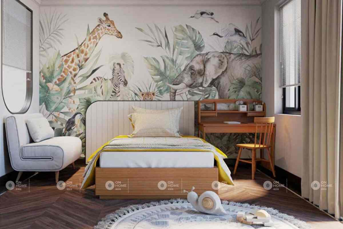 thiết kế nội thất nhà phố 90m2 với phòng ngủ trẻ em