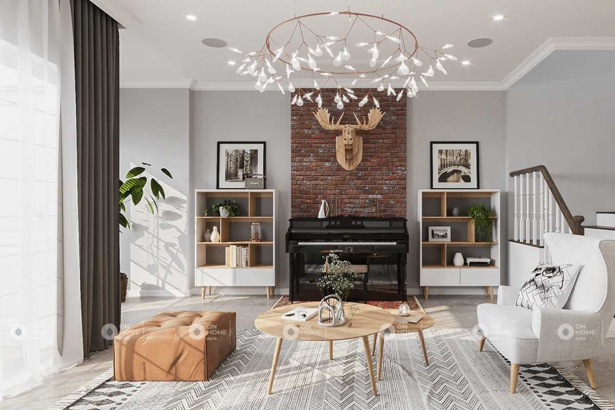 Nội thất phòng khách Bắc Âu