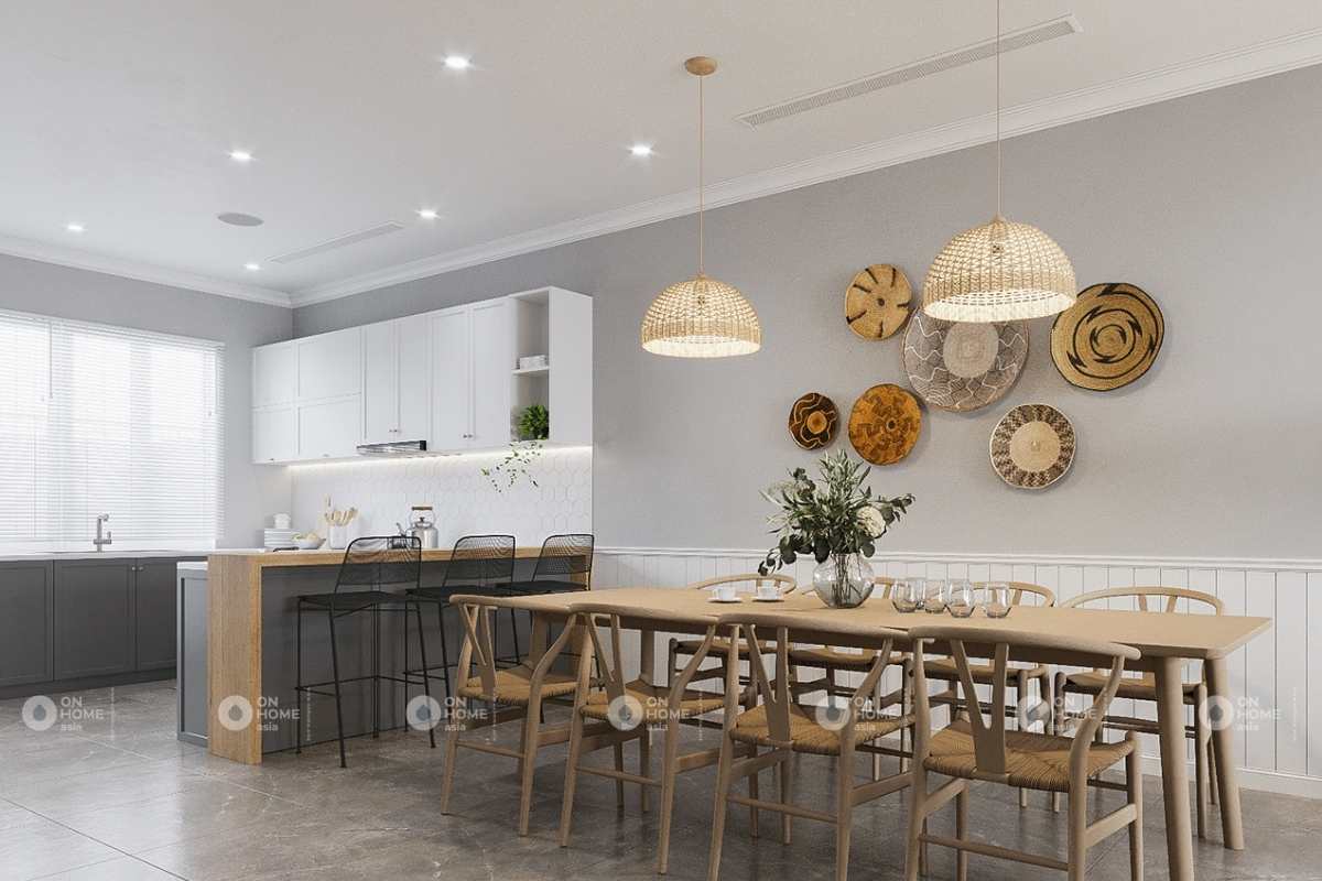 Bộ bàn ăn dài được thiết kế đầy thanh lịch