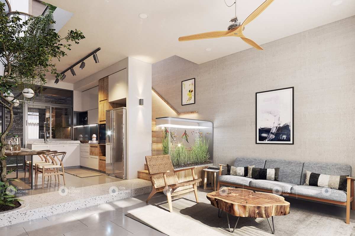 Phòng khách nhà phố với những nét bình yên