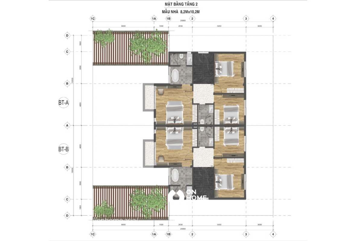 Mặt bằng tầng 2 biệt thự Ashita Bình Dương