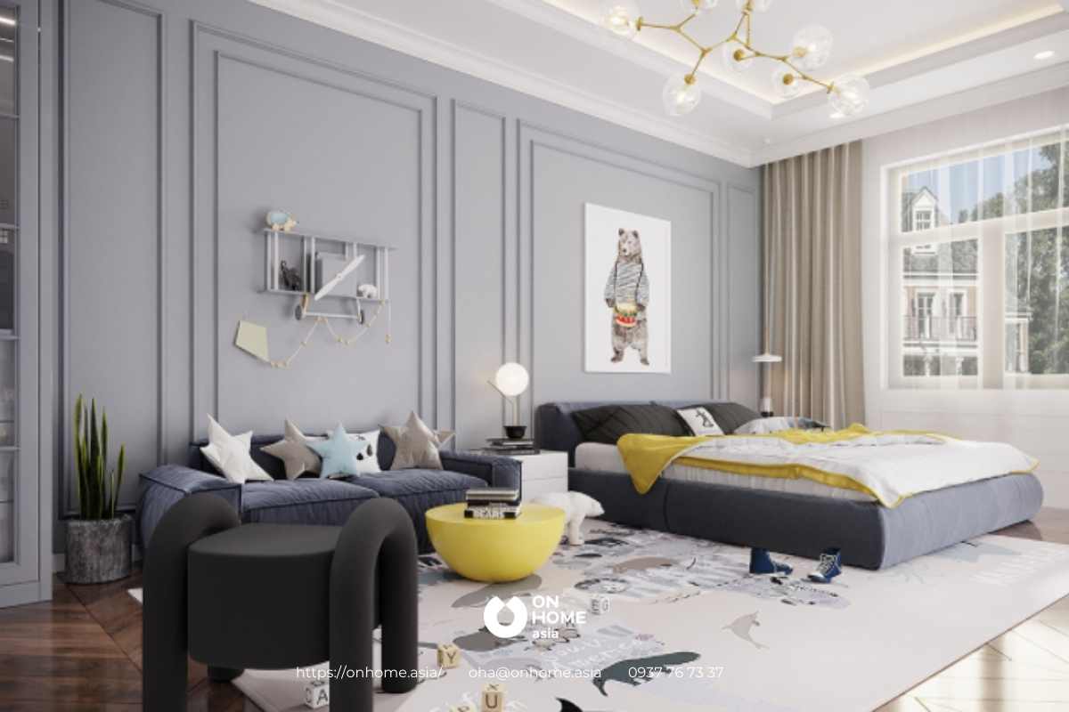 phòng trẻ em với các họa tiết đáng yêu