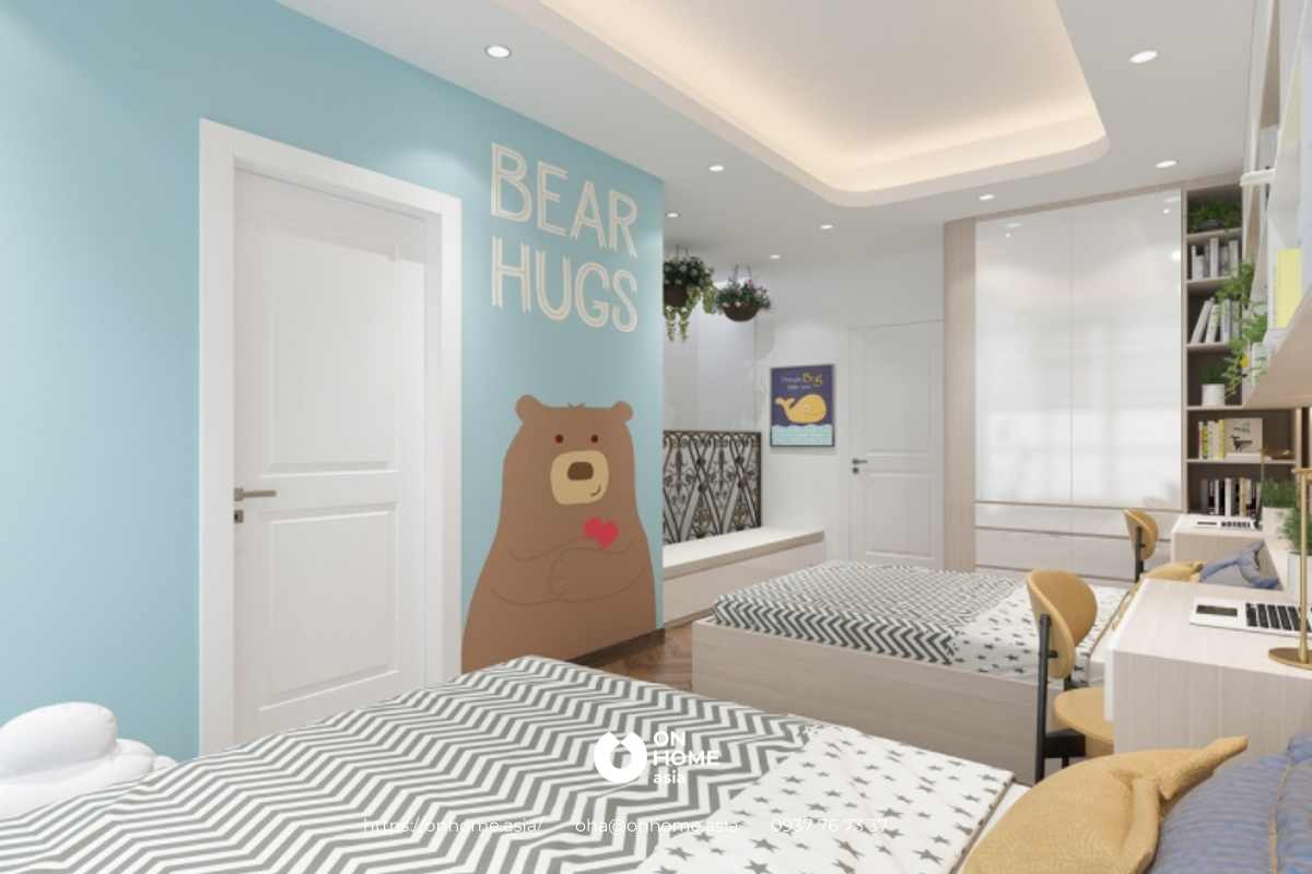 Trần thạch cao phòng trẻ em được thiết kế giật cấp độc đáo&nbsp;