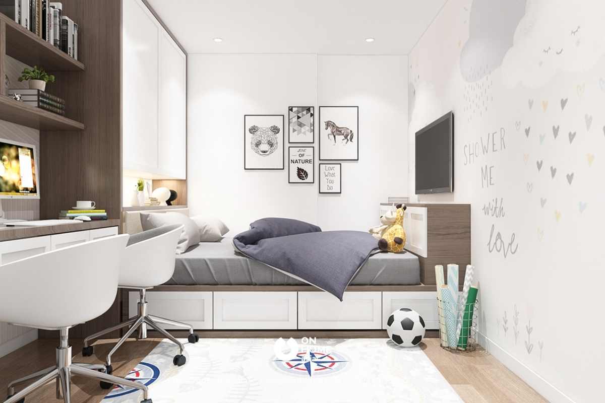 phòng ngủ bé trai với hình dán dễ thương