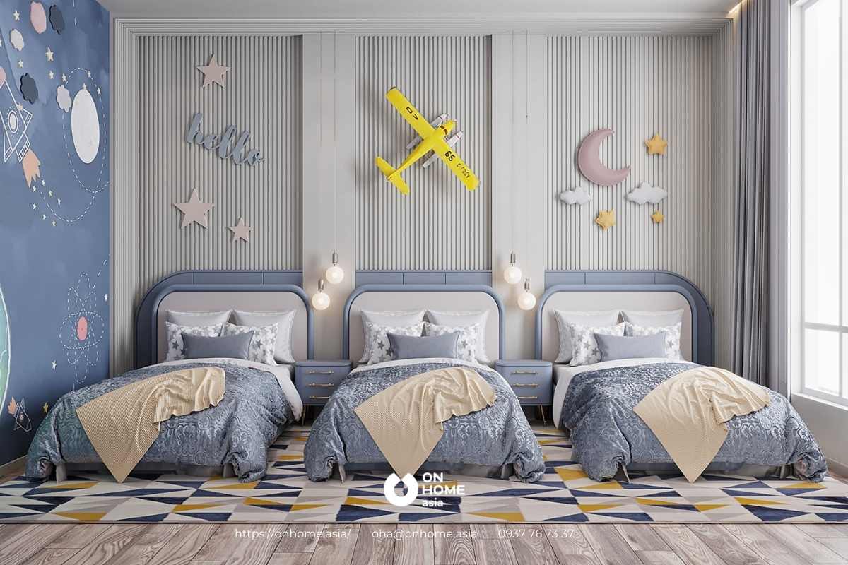 Phòng ngủ dành cho 3 bé trai