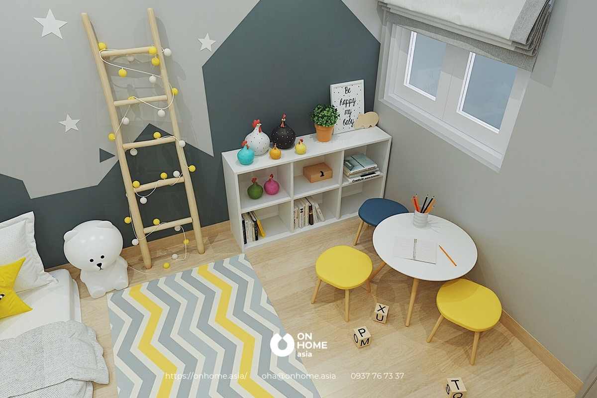 Bày trí không gian phòng ngủ với màu vàng làm điểm nhấn đẹp mắt