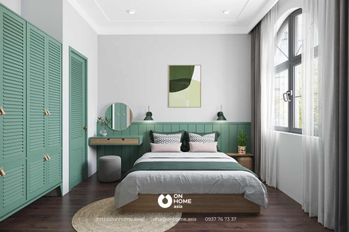 Thiết kế phòng ngủ bé gái với màu xanh&nbsp;