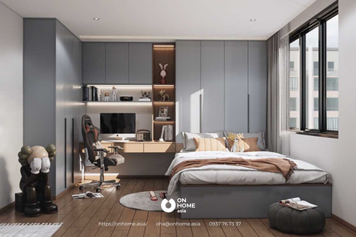 Thiết kế phòng ngủ trẻ em với màu xám hiện đại