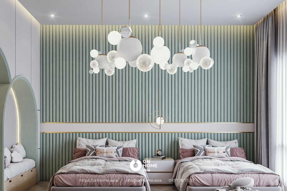 Mẫu phòng ngủ dành cho 2 bé gái