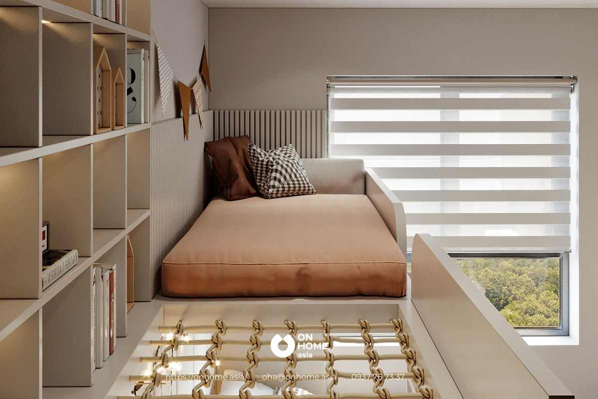 Kệ trang trí kết hợp giường ngủ