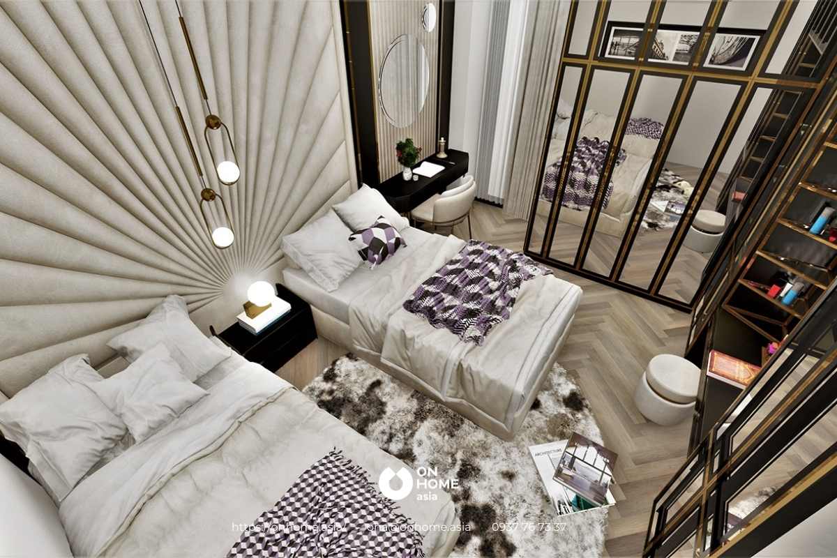 Phòng ngủ bé gái với phong cách tân cổ điển