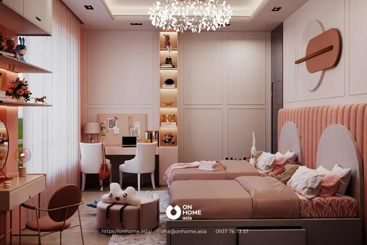 Sắc trắng, hồng kết hợp tạo ra không gian đẹp và hoàn hảo