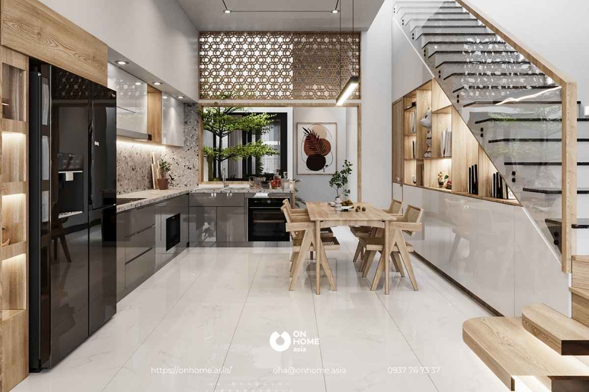 nội thất phòng bếp sáng bóng