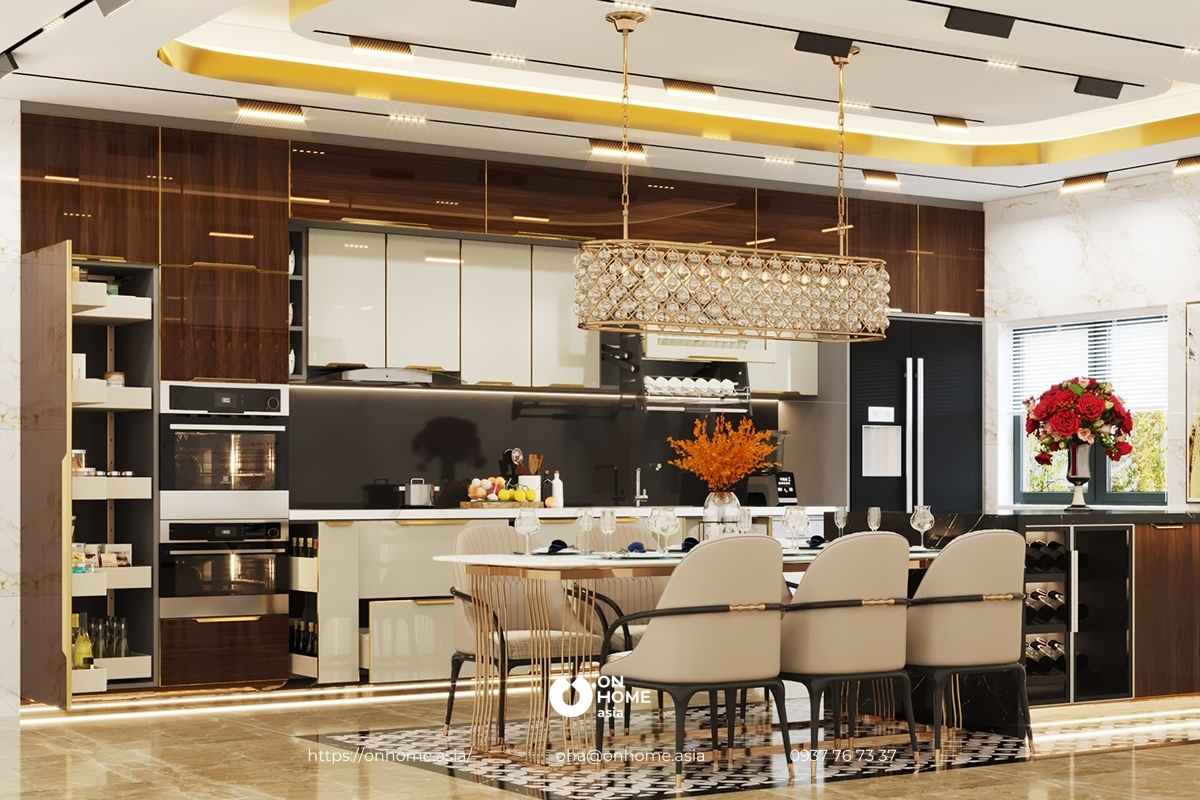 Thiết kế phòng bếp đẹp phong cách Luxury