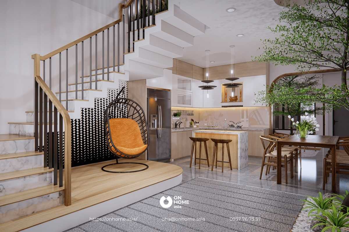 Thiết kế phòng bếp nhà phố hiện đại, tiện nghi