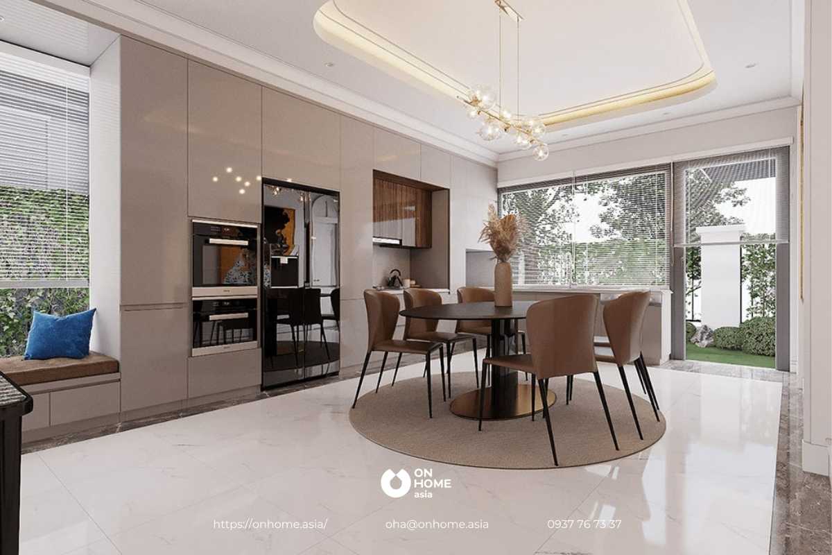 phòng bếp rộng rãi và thông thoáng