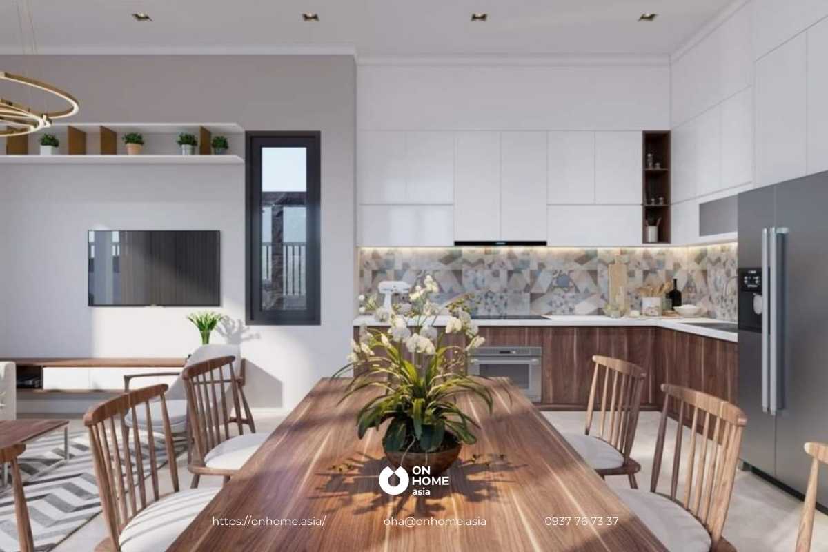 Gạch ốp tường với họa tiết bắt mắt giúp không gian trở nên sinh động hơn