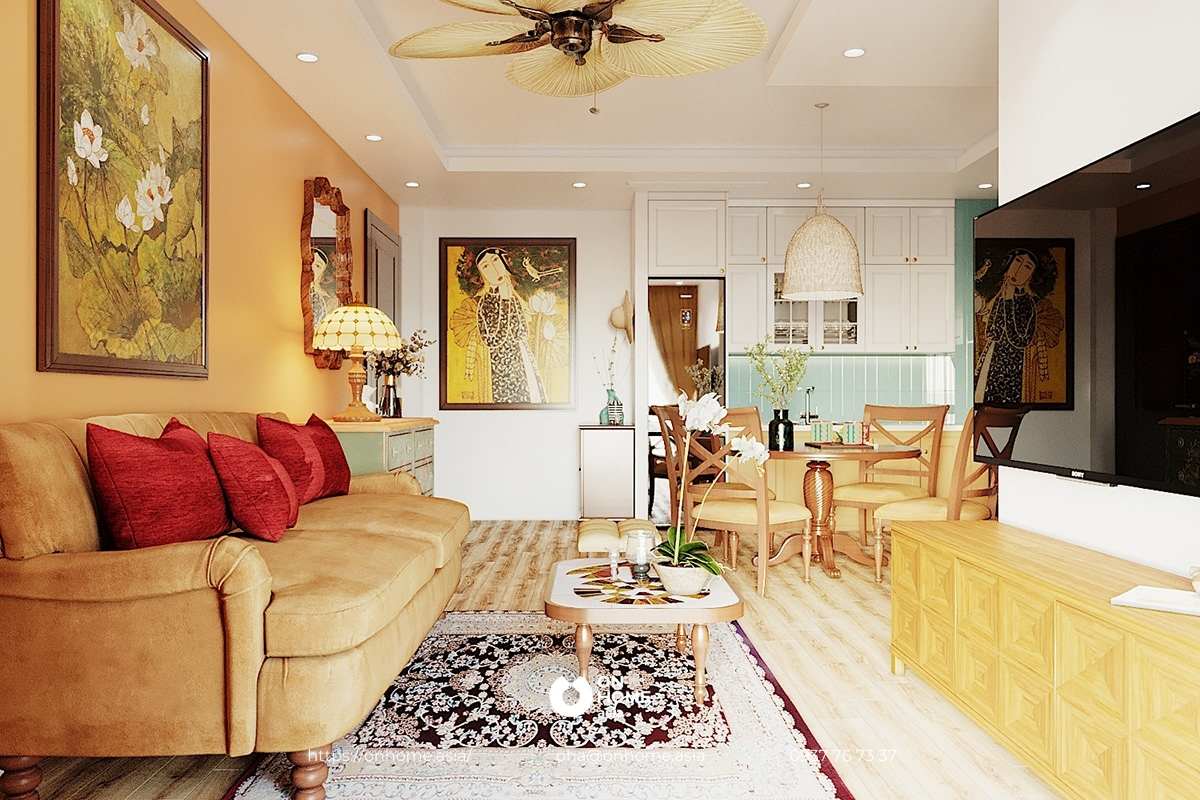 Thiết kế phòng bếp đẹp phong cách Indochine