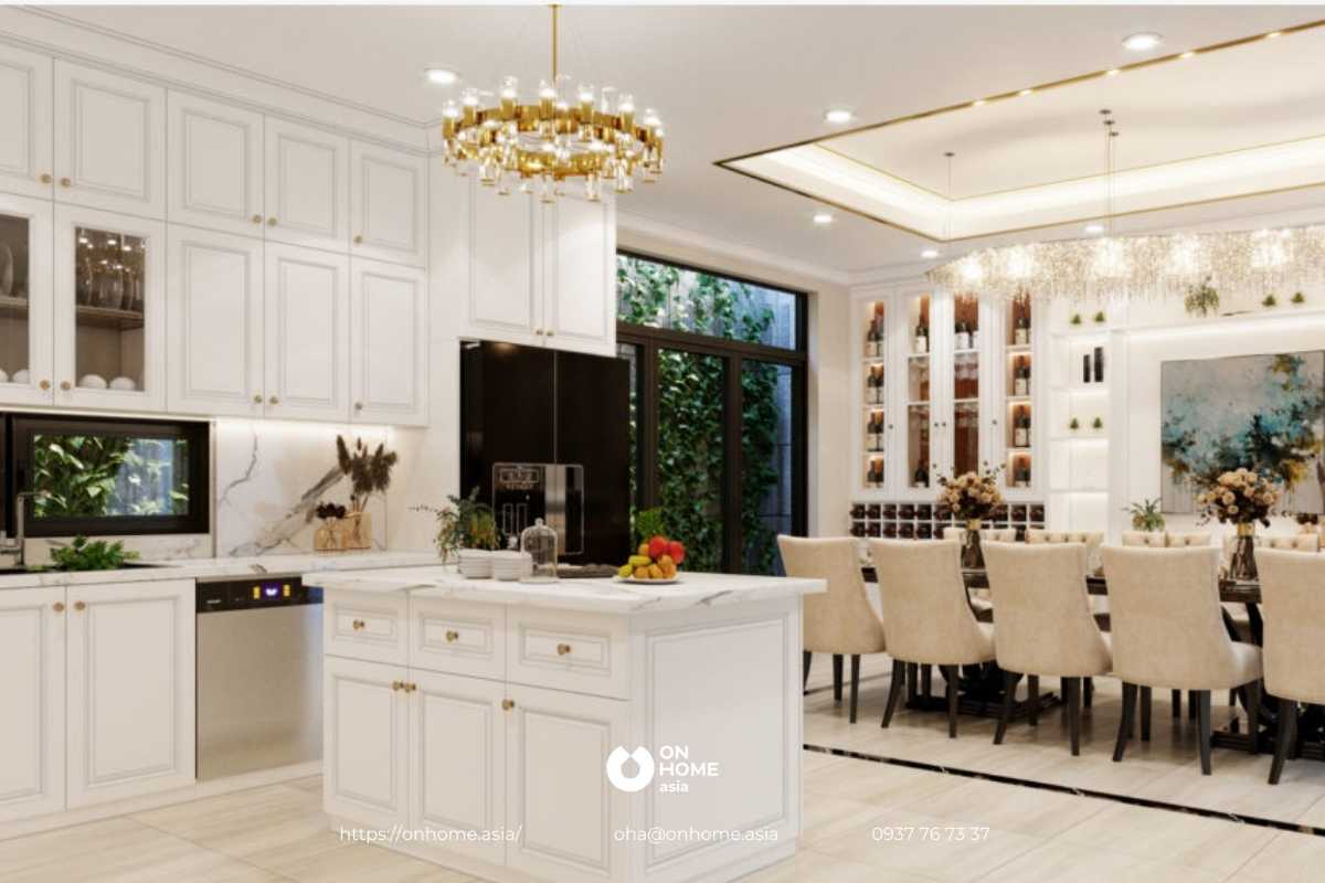 Thiết kế bếp biệt thự sang trọng