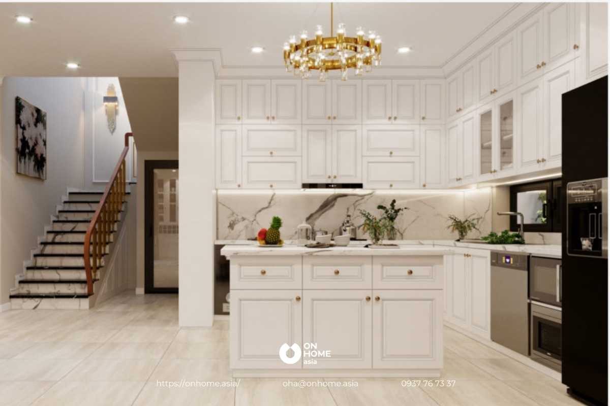 tủ bếp kịch trần màu trắng