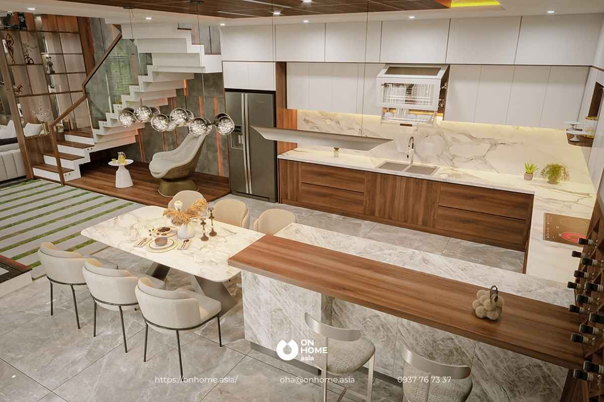 Tủ bếp chữ U tiện lợi