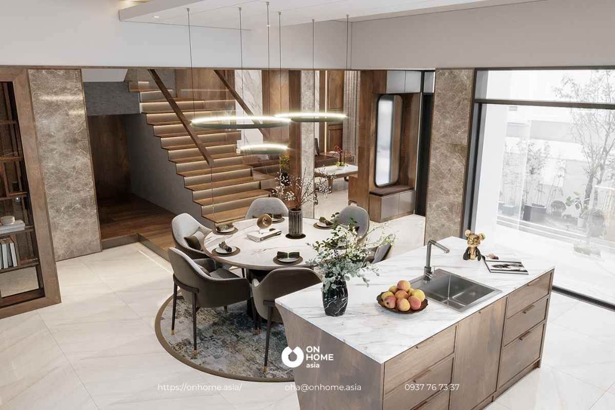 Đảo bếp được thiết kế tiện dụng