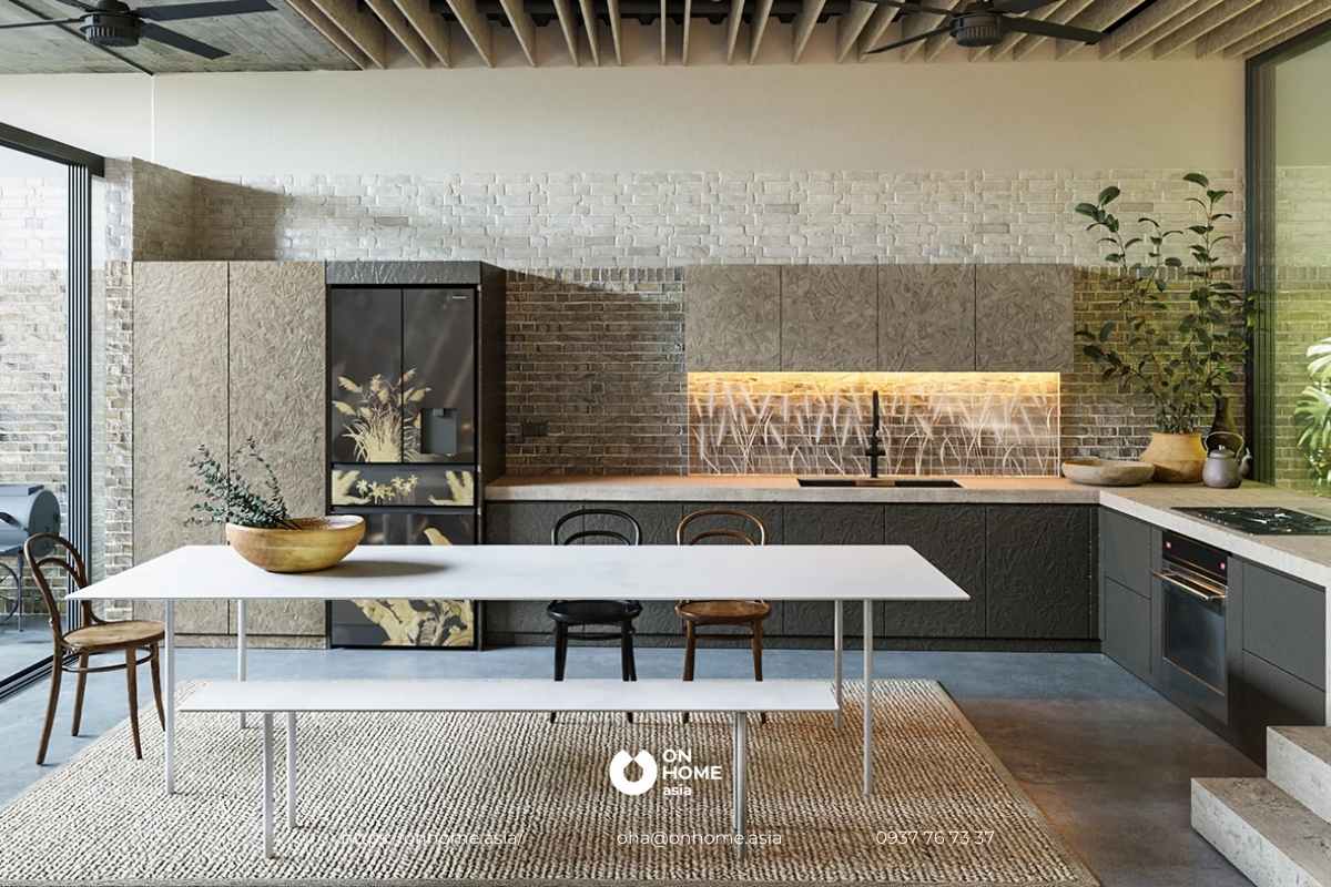 Gạch ốp tường bếp đơn giản