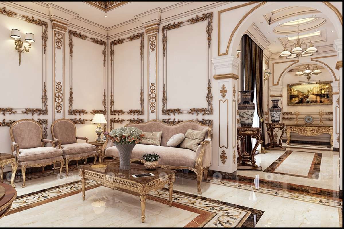 Mẫu thiết kế nội thất phòng khách tân cổ điển đẹp đáng tham khảo