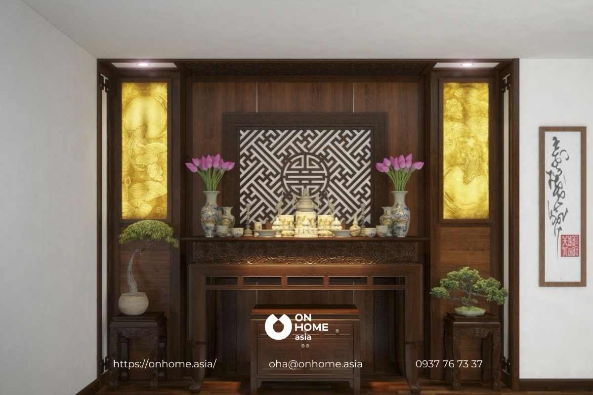 Thiết kế bàn thờ gỗ Óc Chó đẹp