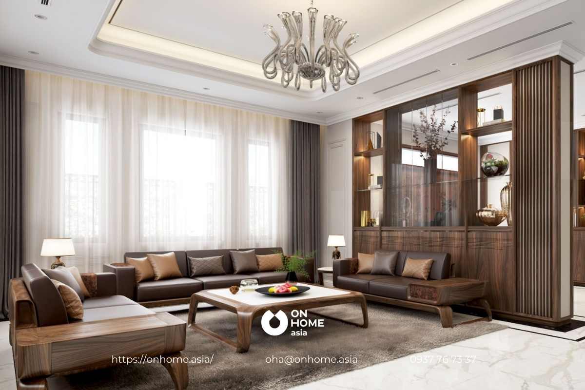 Tủ trang trí gỗ kết hợp kính sang trọng, đẳng cấp