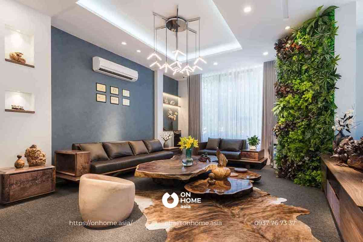 Nội thất phòng khách gỗ Óc Chó đẹp