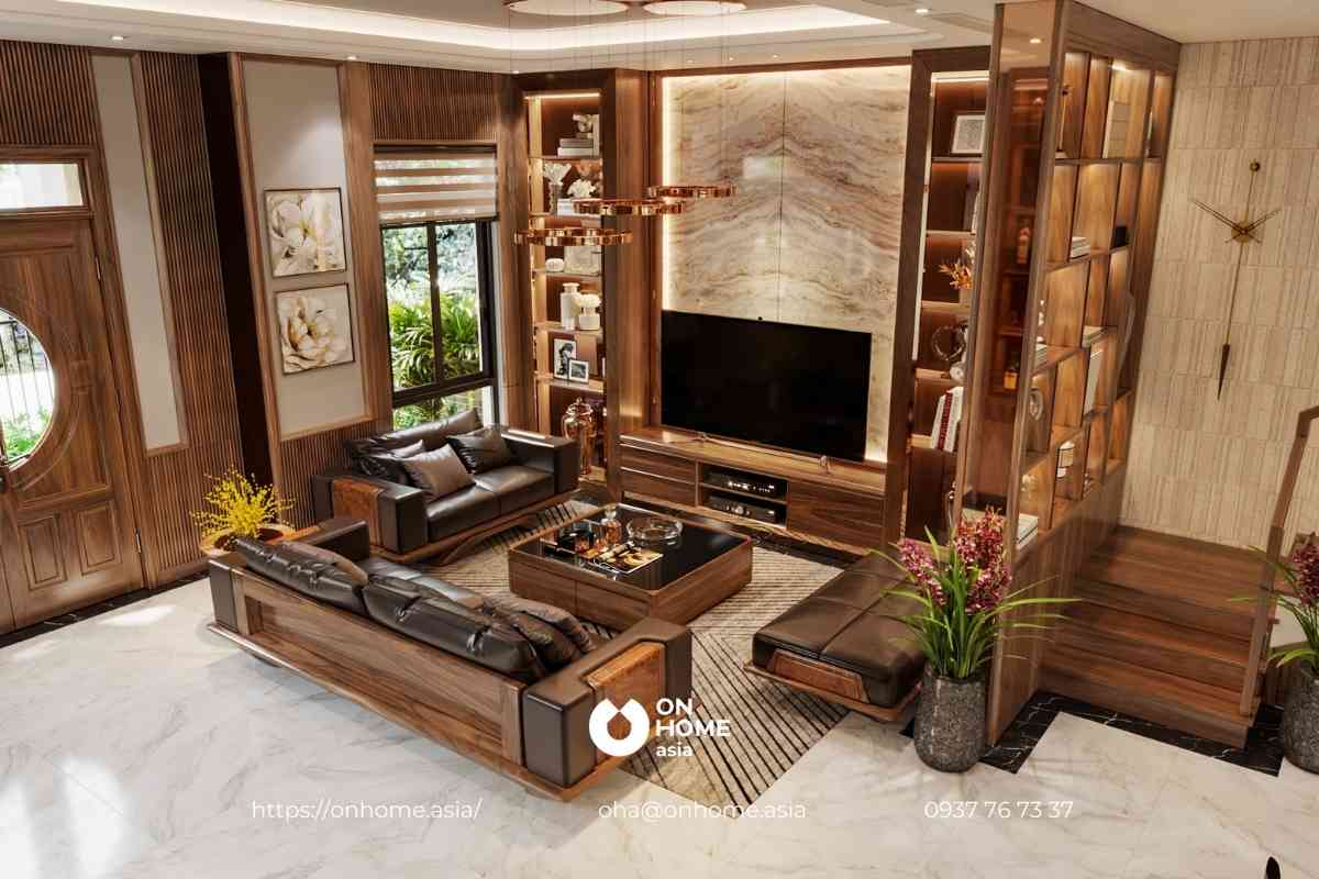 Toàn bộ nội thất được thiết kế từ gỗ Óc Chó sang trọng