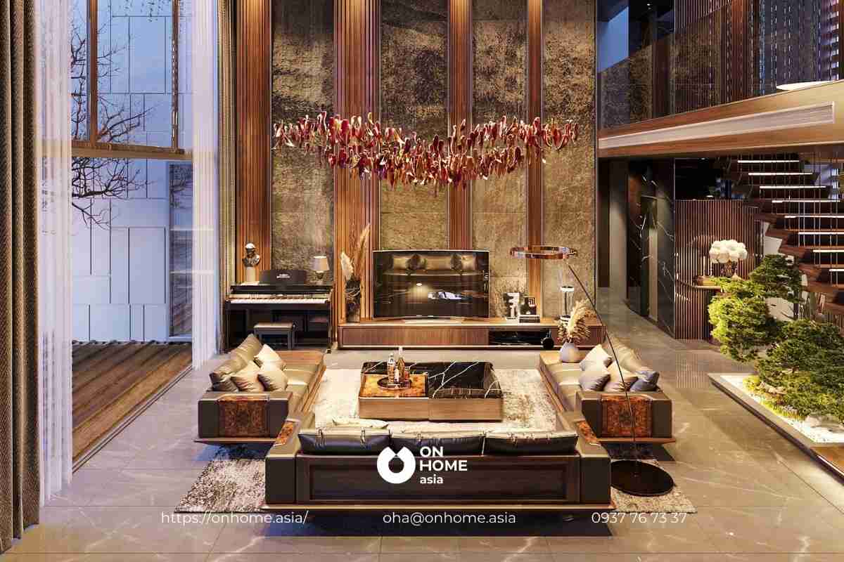 phòng khách gỗ Óc Chó