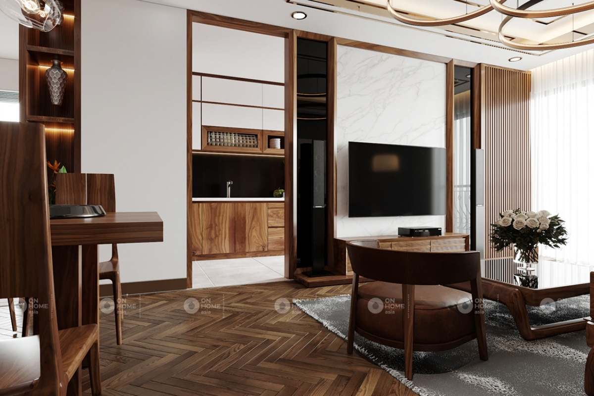 Thiết kế tủ tường phòng khách ấn tượng và sang trọng&nbsp;