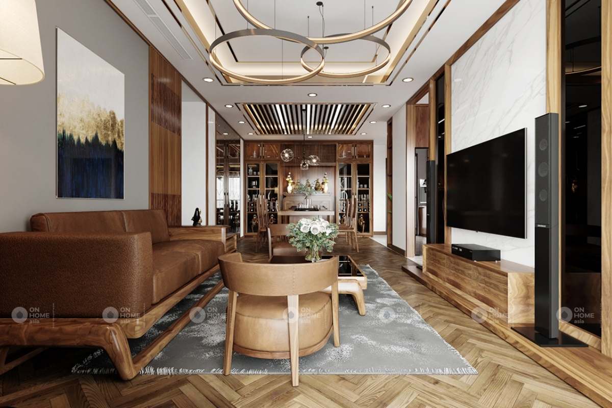 Thiết kế phòng khách gỗ đẹp