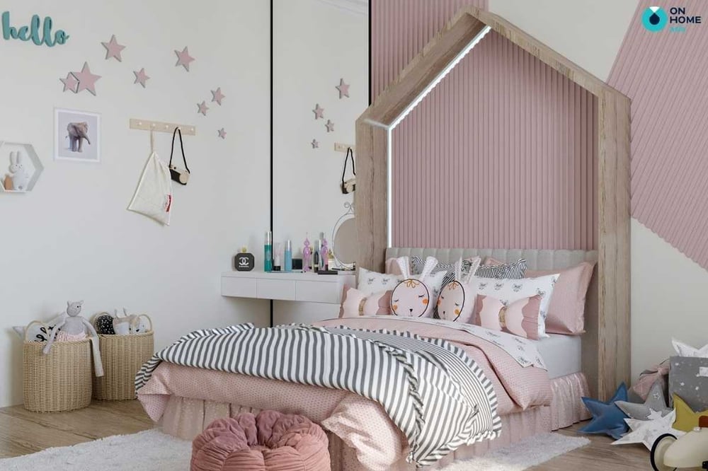 Nội thất phòng ngủ cho bé trắng hồng