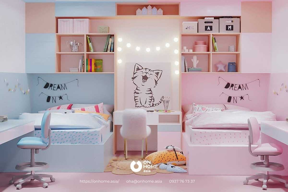 Phòng ngủ chung cho bé trai và bé gái đẹp