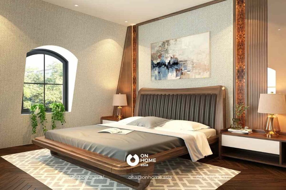 Thiết kế giường ngủ gỗ Óc Chó tươi tắn dành cho con