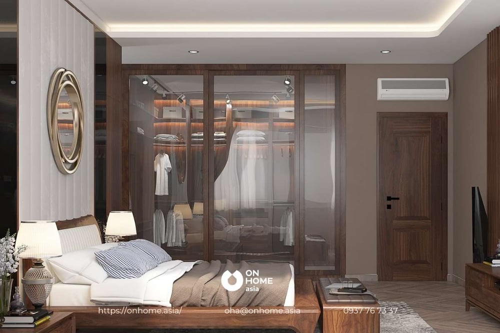 Phòng ngủ gỗ Óc Chó cao cấp hiện đại