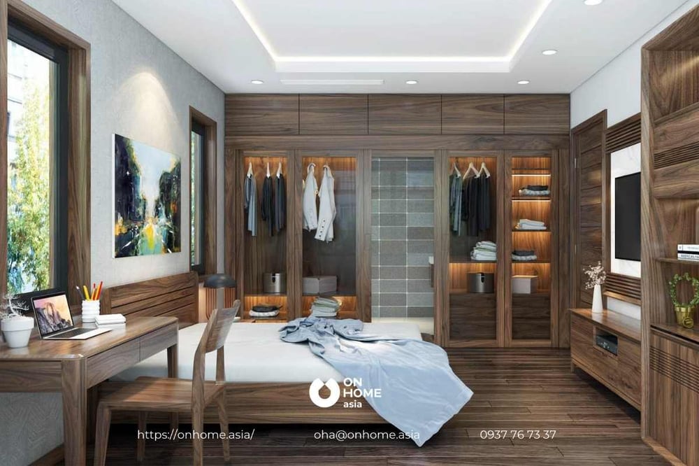 Những mẫu tủ quần áo gỗ Óc Chó cao cấp giúp phòng ngủ sang trọng và thanh lịch hơn